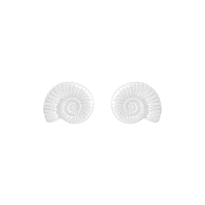 Minimalist S925 sterling silver snail shell nautilus stud earrings in polished silver