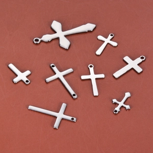 Stainless Steel Cross Charms Mini Simple Pendants For DIY Necklace Earring Bracelet Jewelry Making Accessories Gothic Minimalist Style