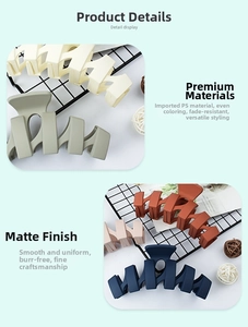Detail view of wavy matte hair claws in Morandi colors made of high-quality PS material