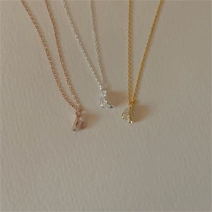 Minimalist 925 sterling silver zircon necklaces set in gold, rose gold and silver finish