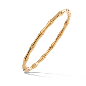 Elegant gold bamboo-style titanium steel bangle for women with polished finish