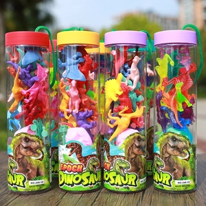 Mini Dinosaur Figures Simulation Jurassic Colorful Plastic Toys Portable Transparent Bucket Birthday Gifts For Kids