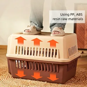 Heavy-duty pet carrier showing superior load-bearing capacity with person standing on it