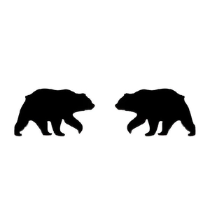 Minimalist black bear silhouette stud earrings for women, sleek stainless steel animal jewelry