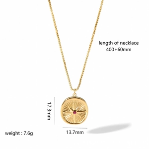 Detailed size specifications for 18k gold plated stainless steel starburst pendant necklace