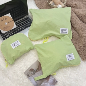 Waterproof Travel Storage Bags Nylon Organizer Pouches With Contrast Zipper For Cosmetic Underwear Sorting INS Minimalist