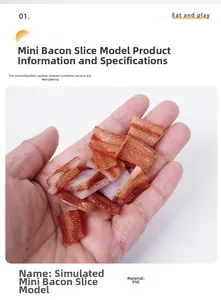 Vista macro dettagliata di fette di maiale in miniatura in PVC per creazioni alimentari DIY