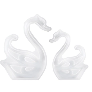 Set di stampi in silicone a forma di cigno per resina epossidica in due misure bianco traslucido