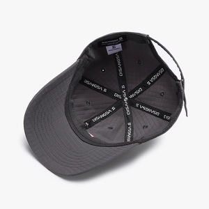 Deep grey plaid quick-dry baseball cap showing inner reinforced seams and brand taping