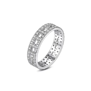 Geometrischer Quadratischer Hohler Ring Kupfer Weißgold Vergoldet Micro Pave Zirkonia Modeschmuck Damen