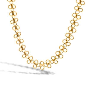 Elegant gold titanium steel clover necklace featuring a minimalist interlocking link design