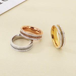 Polished shell-inlaid rings with pave diamonds in silver, gold and rose gold finishes