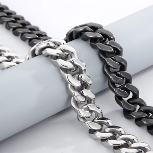 Collari per cani a catena cubana da 20mm in argento e nero per animali di taglia grande