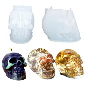 Skull silicone mold for DIY resin and candle making with detailed skeletal textures