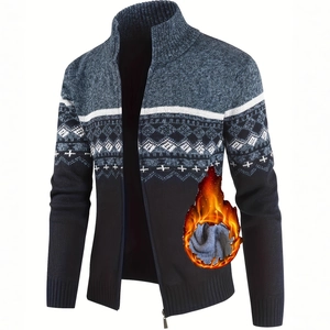 Gilet en maille thermique pour homme avec fermeture éclair et doublure polaire
