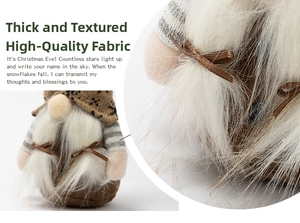 Detail of Christmas gnome showing high-quality knitted hat and faux fur beard textures
