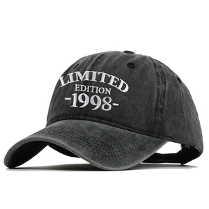 Dark grey washed cotton baseball cap with Limited Edition 1998 white embroidery