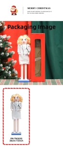 Detail of 38cm wooden nurse nutcracker soldier with stethoscope and doctor uniform