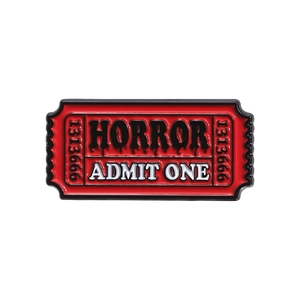 Creative Horror Movie Enamel Pins Alloy Horror Admit One Ticket I Love 80s Horror Strange Characters Brooches Jewelry Gift