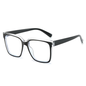 Fashionable square TR90 anti-blue light glasses with black and transparent double frame