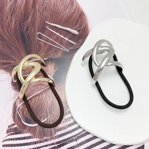 Minimalist Metal Hair Ties Alloy Twisted Knot U Shape Elastic Hair Bands Elegant Ponytail Holder For Women