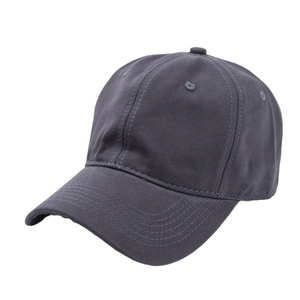 Berretto da baseball classico in cotone lavato grigio scuro con calotta morbida e visiera curva