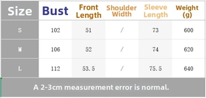 Detailed size chart for women's double-breasted faux leather jacket with belt and collar