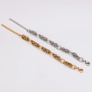 Fashionable hollow chain bracelet in gold and silver finish with adjustable lobster clasp