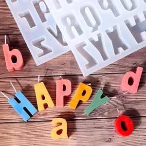 Silicone alphabet mold and colorful letter candles for birthday cake DIY decoration