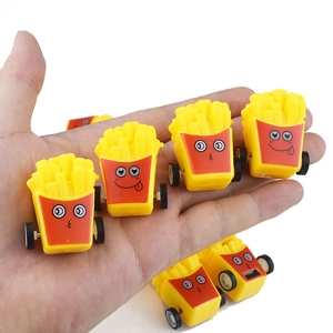 Cartoon french fries pull-back toy cars with cute smiley faces for kids' gifts