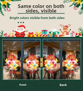 Double-sided static Christmas window stickers featuring balloons and holiday greetings