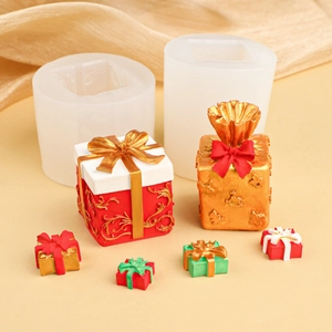 Gift Box Silicone Mold Bow Ribbon Design 3D Relief For Resin Casting Cake Decorating Fondant Clay Chocolate