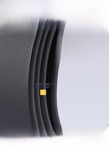 Close-up of 3.8mm thick genuine black leather belt strap with fine pebble grain texture