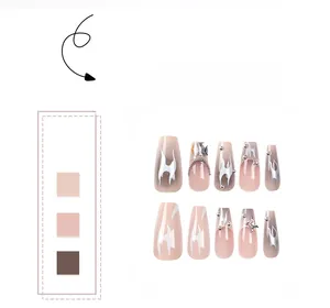 Macro detail of press-on nails featuring white flame patterns and 3D zircon rhinestones