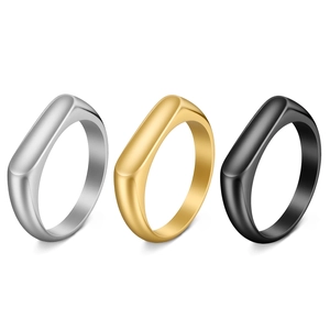 Bagues chevalières minimalistes en acier titane 4mm, finitions or, argent et noir