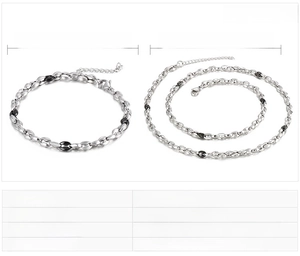 Size chart for stainless steel chain necklace and bracelet with specific dimensions