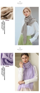Close-up of lightweight linen cotton scarf details with elegant tassel hem finishing