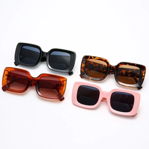 Vintage oversized square sunglasses collection in black, leopard, tea and pink colors