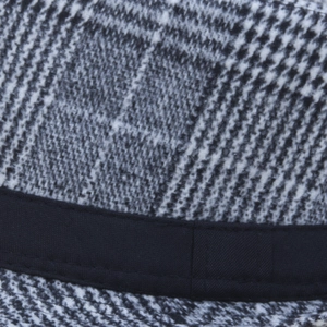Cappello fedora in lana stile britannico a scacchi con nastro decorativo nero