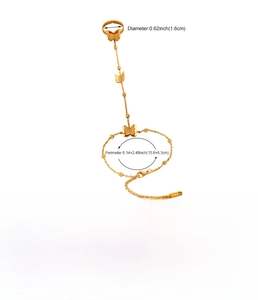 Detailed size specifications for the gold butterfly slave bracelet with ring attachment