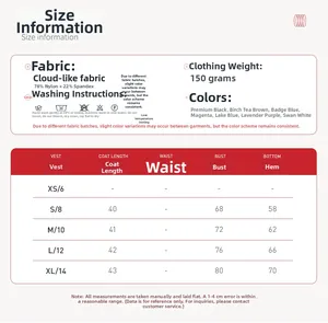 Size chart and fabric details for breathable high-stretch yoga sport tank top