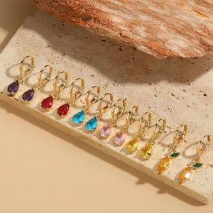 Fashion Copper Zirconia Teardrop Dangle Earrings For Women Luxury Minimalist Water Drop Earring Piercing Jewelry Elegant Gift