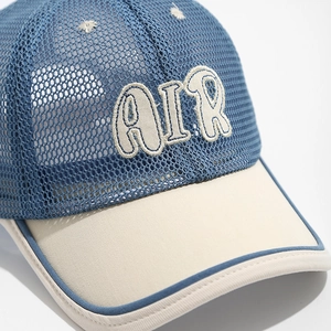 Kids breathable mesh baseball cap with AIR embroidery and blue mesh panels