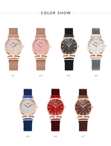 Milanese magnetic strap quartz watches for women in seven distinct stylish colors
