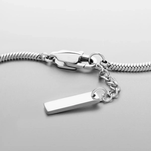 Polished stainless steel snake chain with lobster clasp and adjustable extension link