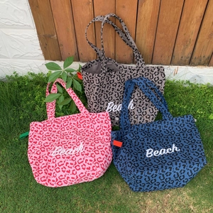 Damen Leopardenmuster Leinwand Tragetasche Große Kapazität Strand Schultertasche Urban Mode Einkaufen Handtasche Für Reisen Alltag