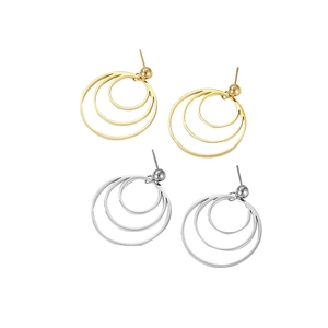 Boucles d'oreilles géométriques multicouches en acier inoxydable doré et argenté