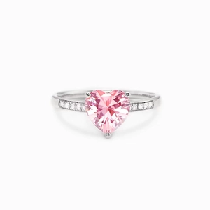 Heart Ring 925 Sterling Silver With Pink White Cubic Zirconia Fashion Romantic Anniversary Jewelry For Women