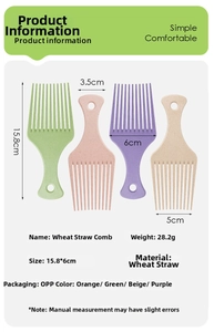 Größentabelle für Weizenstroh-Frisierkamm mit Maßen von 15,8 cm Höhe und 6 cm Breite