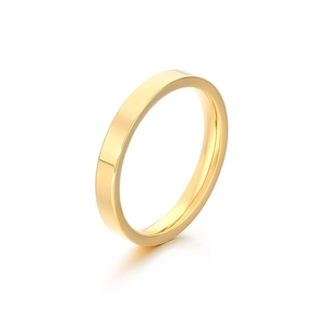 3mm polished golden stainless steel ring with minimalist smooth finish on white background